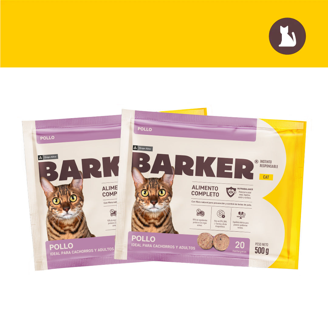 2 bolsas Barker Cat Pollo 500gr